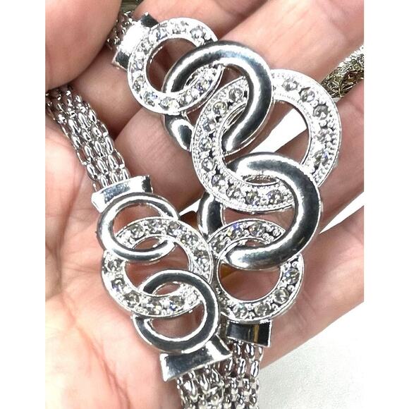 NEW Necklace Earrings Set Chunky Geometic Silver Tone Fashion Jewelry Lot MA09 - Picture 5 of 7